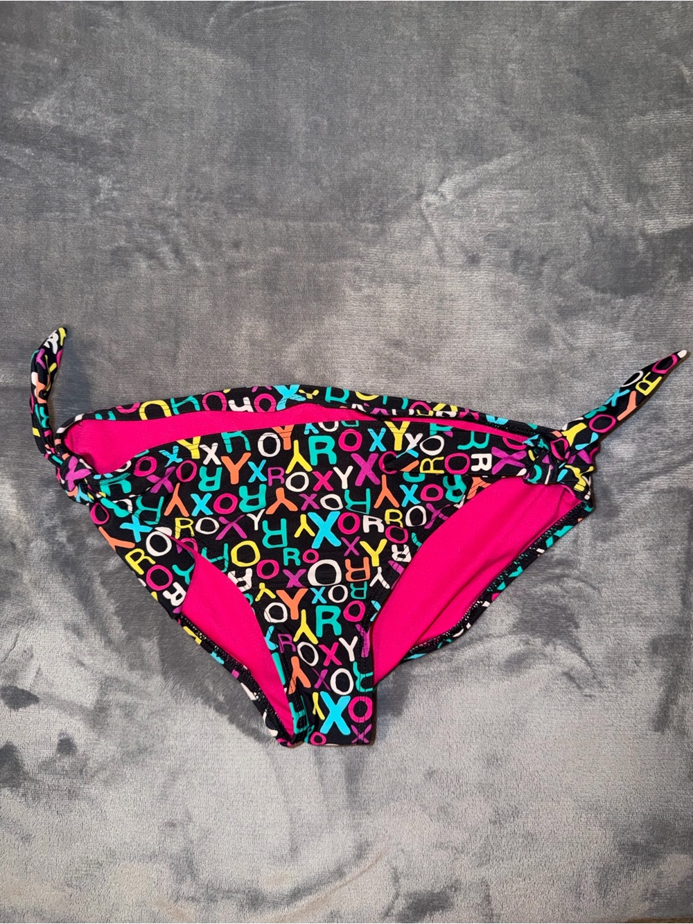 🩵🩷 Roxy Multicolor Letter Print Tie-Side Bikini Bottoms